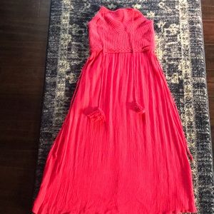 Red halter dress